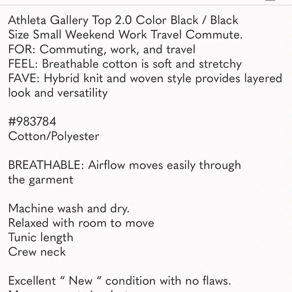 Athleta Gallery Top 2.0 Black Hoodie with Drawstring NWOT Size Medium - Picture 8 of 8